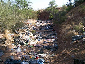 Trash left behind along the U.S.-Mexico border